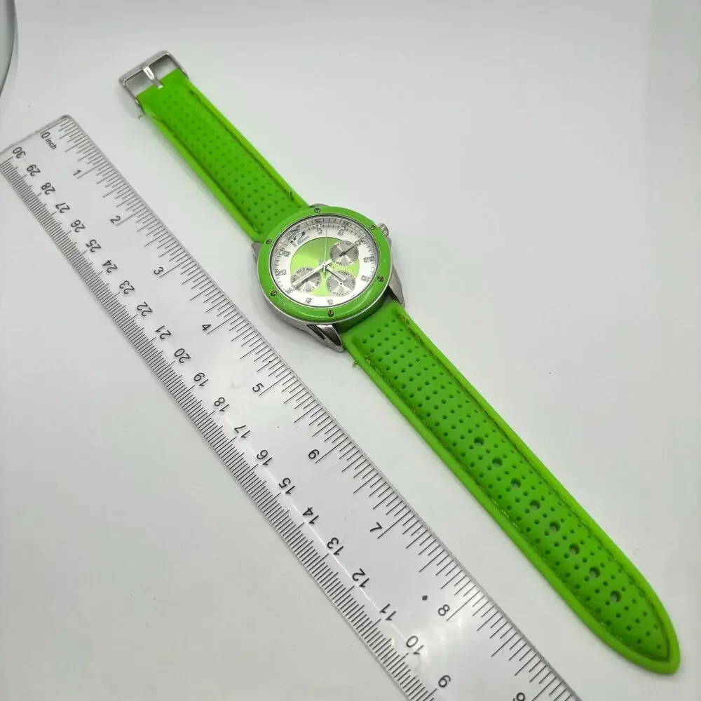 Silver & Green Men's Watch